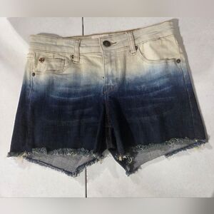 Hudson Jeans Ombre Dip-Dye Denim Shorts - Blue/White